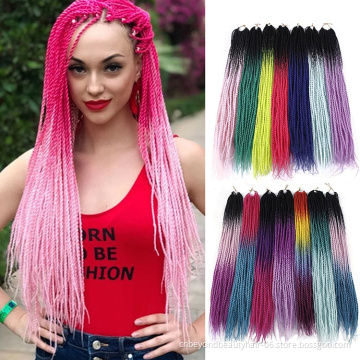 Ombre High Quality Braiding Hair Extension Synthetic Hair Box Braids  Crochet Braids Brown Blonde Grey Burgundy